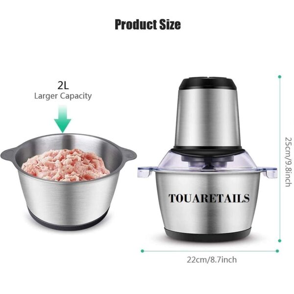 TOUARETAILS 700W Stainless Steel Electric Meat Mixer Grinders with Bowl for Heavy Kitchen Food Chopper Mixer, Meat, Vegetables, Onion Slicer Garlic Slicer - Image 7