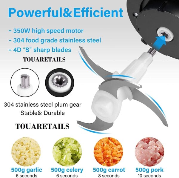 TOUARETAILS 700W Stainless Steel Electric Meat Mixer Grinders with Bowl for Heavy Kitchen Food Chopper Mixer, Meat, Vegetables, Onion Slicer Garlic Slicer - Image 3