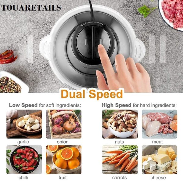TOUARETAILS 700W Stainless Steel Electric Meat Mixer Grinders with Bowl for Heavy Kitchen Food Chopper Mixer, Meat, Vegetables, Onion Slicer Garlic Slicer - Image 6